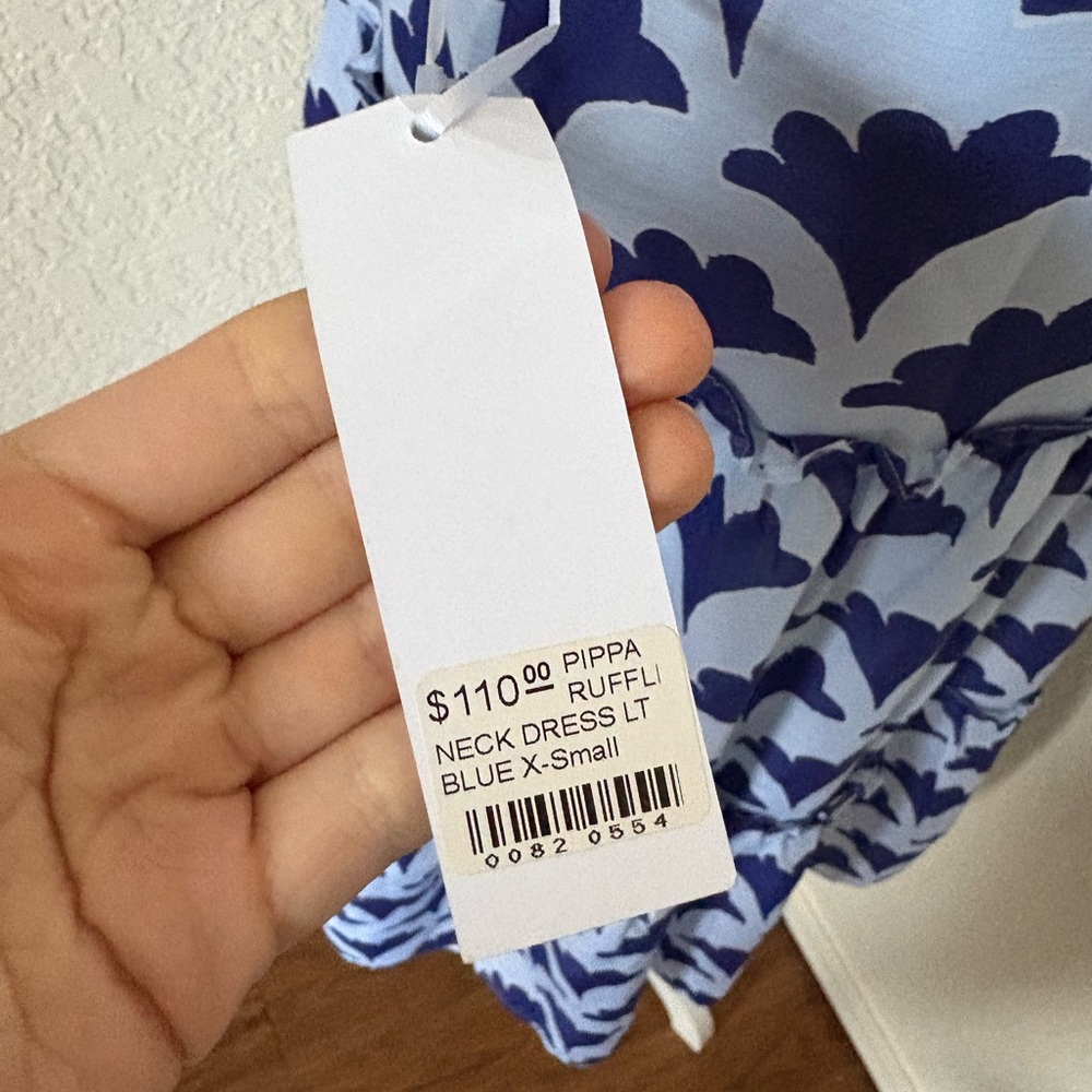 J. Marie Pippa Blue and White Sleeveless Sundress with Mock Neck - Picture 3 of 4
